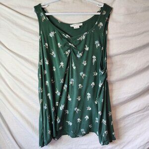 In Every Story Sleeveless Top Women's 3X Green Floral Print